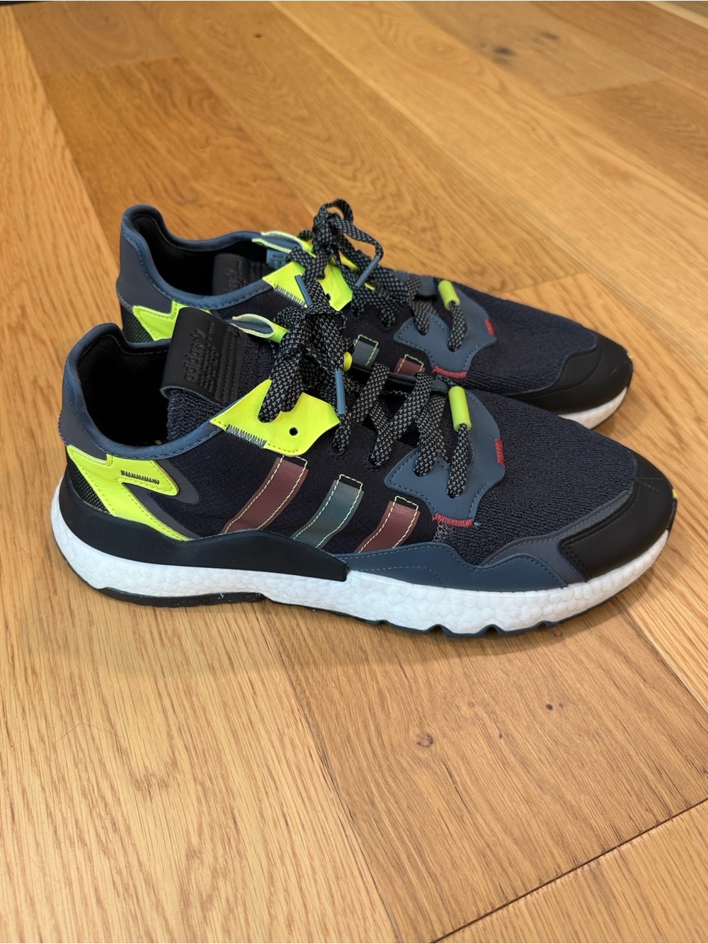 *adidas Nite Jogger Grey Blue Yellow FZ1958 men's 11.5